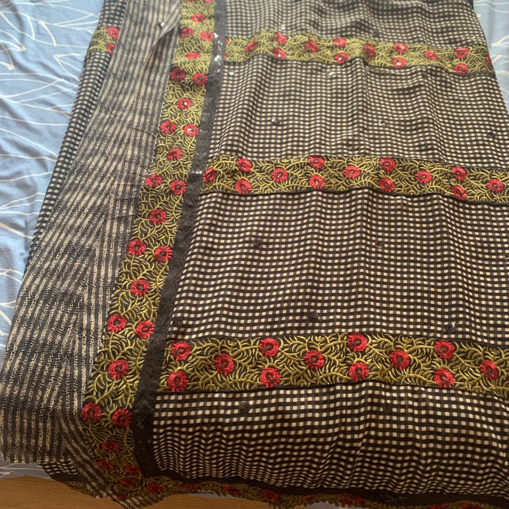 Georgette saree with embroided  work